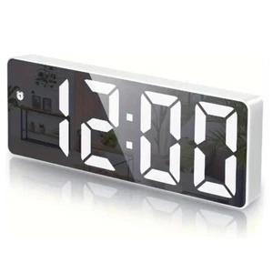 Digital LED Desk Alarm Clock Large Mirror Display USB Snooze Temperature Mode - Picture 1 of 25
