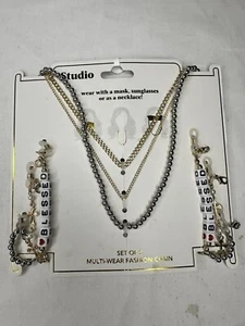 Studio Set 3pk Multi Use Eyeglass, Mask Fashion Necklace Chain NEW - Picture 1 of 4