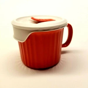 Stoneware Soup Mug by Corning Ware Colours 20 oz Large Vented Lid Orange - Picture 1 of 5