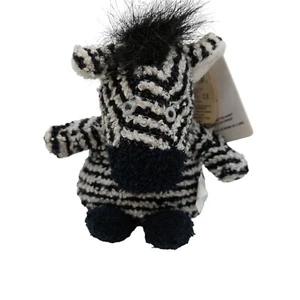 Russ Amrams Zippy Zebra Plush Terry Stuffed Bean Bag White Black 5" - Picture 1 of 8