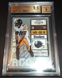 BGS 9.5 Rc Emmanuel Sanders Auto 2010 Contenders White Jersey Rookie 9 Autograph - Picture 1 of 3
