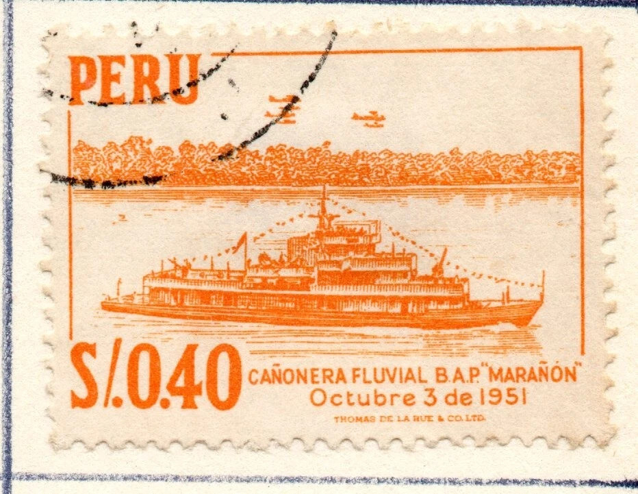 Cañonera River Marañón, 3 de octubre de 1951, naranja amarillento, Perú 1962 1 Foto 1 de 1