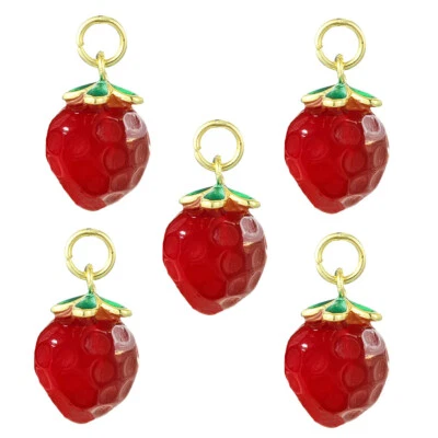 5x Colgantes Dijes Rojo Fresa para Collar Pendientes Pulseras Fabricación de Joyas Foto 1 de 4