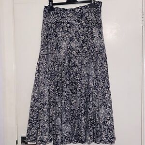 M&S Per Una Panelled Lined Long skirt blue Grey Black Size 10