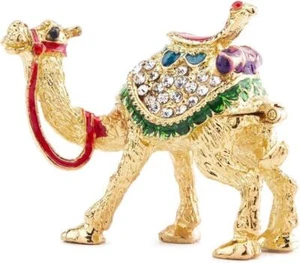 Joyero Metal Multicolor Camel Pequeño Moderno Tallado Esmaltado Novedad Regalo - Imagen 1 de 17