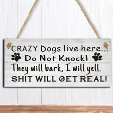 Funny Live Here Do Not Knock Wood Plaque Sturdy Dog Sign Home Decor