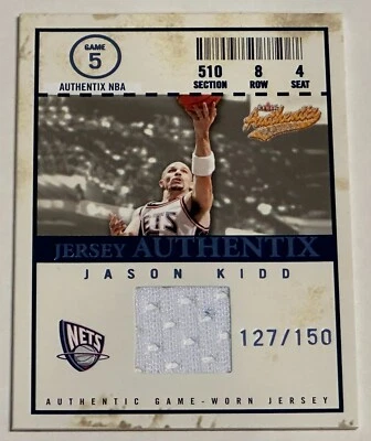 2004-05 Fleer Authentix #JA-JK "Jersey Authentix" Jason Kidd /150 *NJ Nets - Image 1 of 2