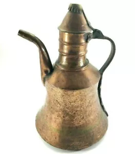 Vtg Antique Middle Eastern Arabic Turkish Hammered Copper Dallah Coffee Pot - Picture 1 of 12