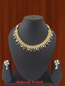 Bollywood Jewelry Fashionable Set Ethnic Gold Plated Necklace Wedding Jewelry - Picture 1 of 4