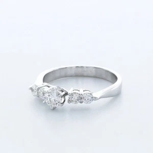 1.0 CTW NATURAL DIAMOND E/SI2 ROUND CUT 14K WHITE GOLD PRONG CLASSIC ACCENT RING - Picture 1 of 3