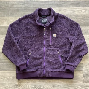 Carhartt High Pile Sherpa Fleece Jacket Women’s XL Purple Full Zip 103913 V22 - Picture 1 of 12