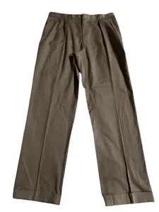 Pantalones de vestir vintage Polo Ralph Lauren 38x33 marrón sarga plisados con puños - Imagen 1 de 8