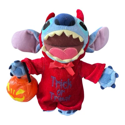 迪士尼世界万圣节 Stitch Devil 8 英寸毛绒 2005 年主题公园独家玩具 — 第 1/4 张图片