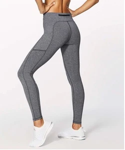 Lululemon Speed Up Leggings Size 6 Heathered Black Grey Gym Training Running - Picture 1 of 15