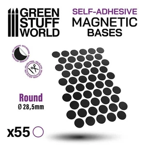 Green Stuff World Magnetbases Rund 28,5mm 55x selbstklebend Magnet Folie Sticker - Bild 1 von 3