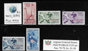 WC1_18896_BIS. AEGEAN GENERAL ISSUES.1934 SOCCER WORLD CUP set.Sc.31-35.MLH-MVLH - Bild 1 von 1