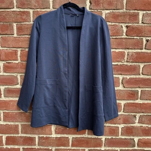 Chaqueta Eileen Fisher $298 Lavable Flex Ponte Cuello Alto en Azul Talla Grande - Imagen 1 de 9