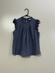 Universal Thread Damen Rüschen ärmellos Schlüsselloch Bluse blau Größe S C89 - Bild 1 von 8