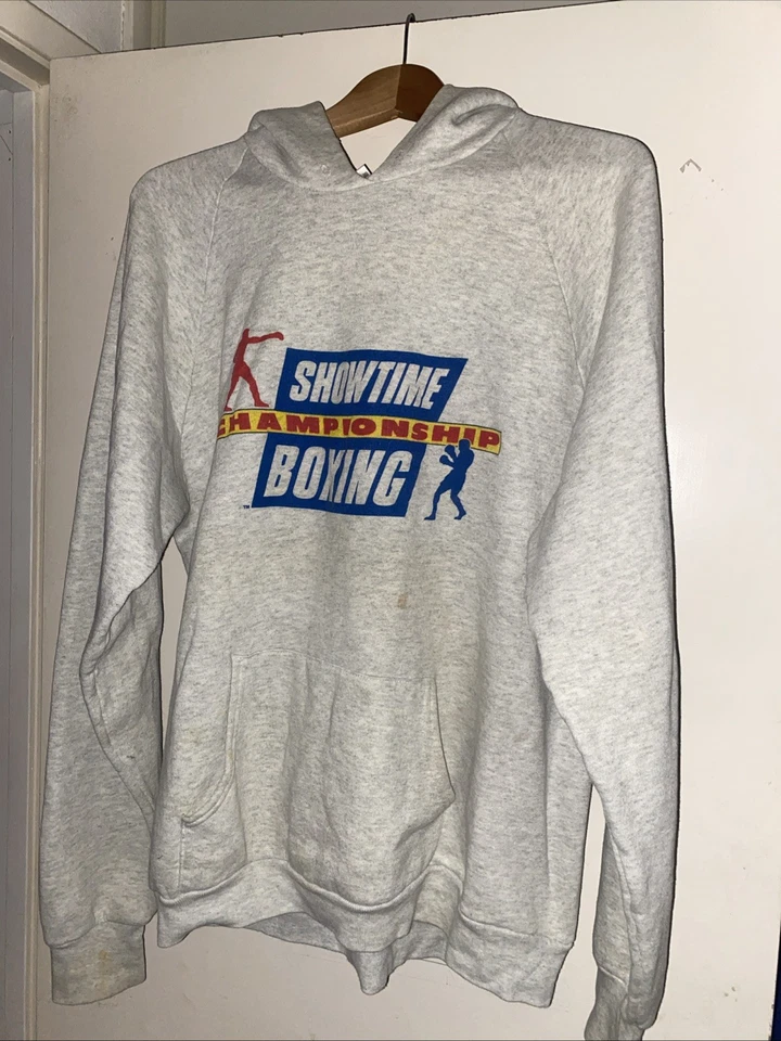 VINTAGE Showtime Championship Boxing Hoodie 90s Sweatshirt MMA UFC Heather Gray - Image 1 of 4