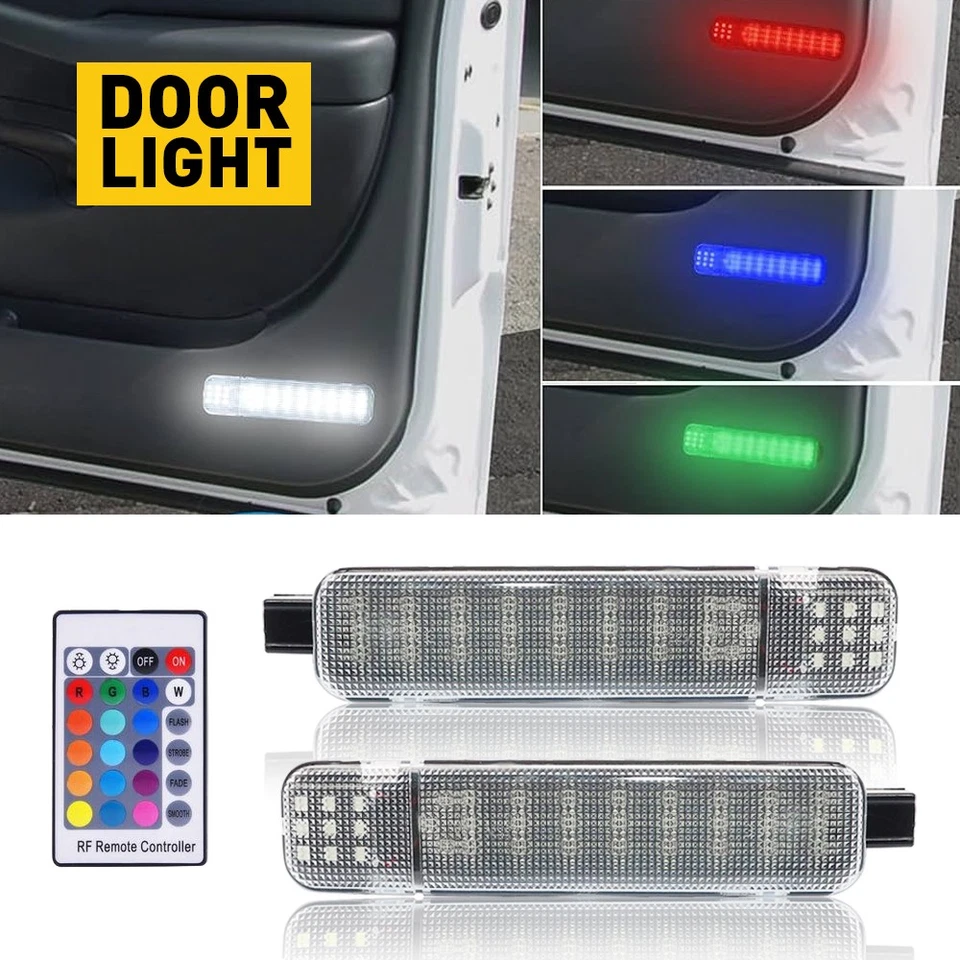 Luces de cortesía LED RGB para puerta con control remoto para Chevy Silverado Tahoe Suburban GMC EAH Foto 1 de 4