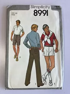 Vintage 70s 80s Pants Shorts Mens Size 39 Front Zip UNCUT Pattern Retro S8991 - Picture 1 of 2