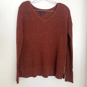 American Eagle Outfitters Sz XS Fall Sweater Burnt Red V-Neck Cotton Wool Blend - Picture 1 of 10