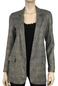 OMAI NOW or NEVER sz S Metallic Black Plaid Jacket Blazer BRAND NEW - Picture 1 of 5