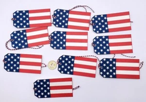 10-4 de julio-patriótico-hecho a mano-bandera-cartulina de lino-regalo-colgar-etiquetas - Imagen 1 de 1