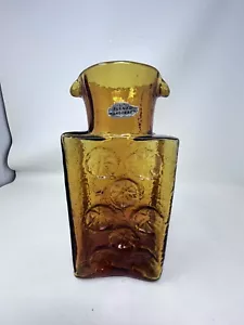Blenko MCM bottiglia acqua vetro ambra 2118 Joel Myers girandola/sabbia dollaro Inv#23 - Foto 1 di 11