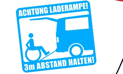 MS CAR STICKER Rollstuhl Aufkleber Lade Rampe Rollstuhlfahrer Auto Abstand Halten reflektierend