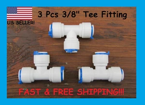 3 Pcs 3/8" Tee Fitting for Reverse Osmosis (RO) Water Purification Systems - Picture 1 of 4
