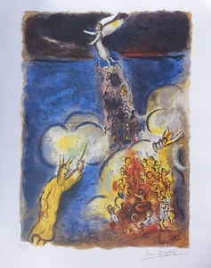 Marc Chagall: Moses Und Überfahrt Der Meer Rot, Lithografie Unterzeichnet, 500ex - Bild 1 von 13