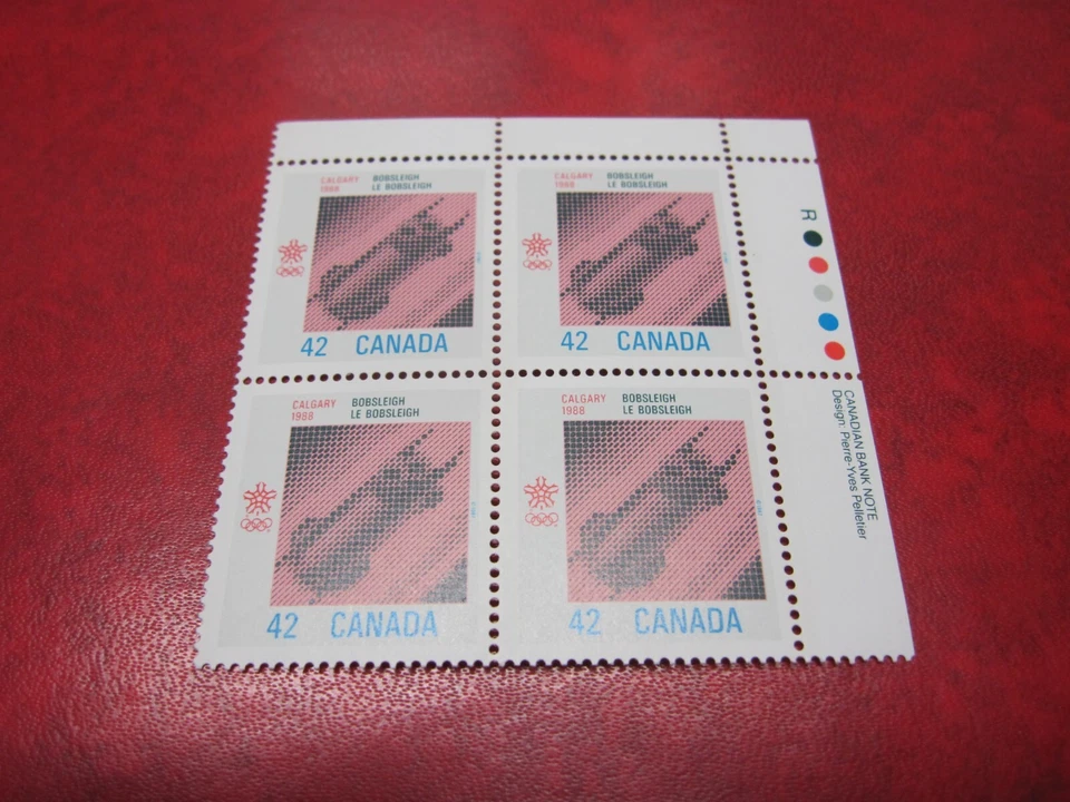 CANADA Unitrade# 1131 42c 1988 OLYMPIC WINTER GAMES UR INSCRIPTION BLOCK MNH - Image 1 of 1