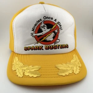 Vtg Spark Busters Miracles Hat Embroidered Gold Leaf Snapback Trucker Cap Taiwan - Picture 1 of 15