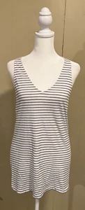 Gap V-neck Tank Top Cotton Blend Racerback Stripe Black White Medium M EUC! - Picture 1 of 5
