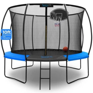 SereneLife 10ft Pumpkin Recreational Trampoline w/ Luxury Ladder (Blue) - Picture 1 of 7