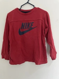 Nike Sportswear Kids Boys Nike Logo Cotton Crew Neck Long Sleeve Shirt Red Sz  5 - Picture 1 of 4