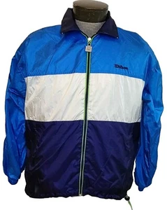 Chaqueta cortavientos Wilson para hombre M mediana azul bloque de color cremallera completa nailon - Imagen 1 de 11