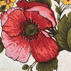 Camille Vintage & Bright Retro Cotton Barkcloth Fabric circa 70's 50cm x 50 cm - Picture 1 of 21