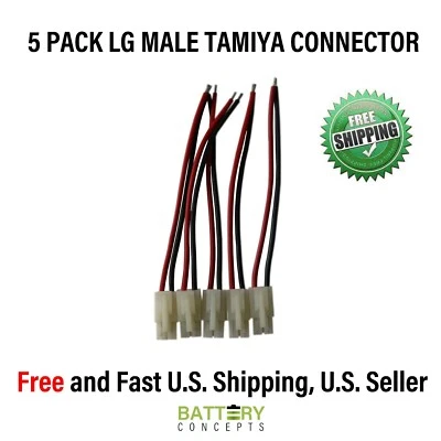 5 Pack: Large Tamiya Male Connector 5pcs 16AWG 6.25"  Li-Po/NiMH Battery Wire - Image 1 of 4