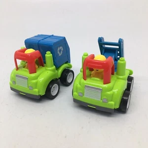 Camión de reciclaje y camión de trabajo para 2 camiones de fricción push & go con escalera de 3" de alto - Imagen 1 de 12