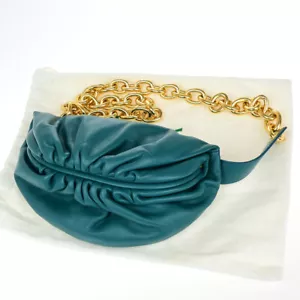 BOTTEGA VENETA Logo La Cadena Bolsa Cuerpo Bolso de Hombro Cuero Verde GHW 609RK531 - Imagen 1 de 19