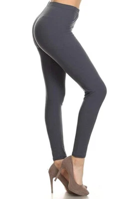 Buttery Soft Long Leggings Solid Plain Butter Stretch Tall Curvy OS TC - Image 1 of 4