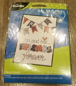 Plaid Bucilla My First Stitch Counted Cross stitch You And Me Friends Forever - Bild 1 von 2