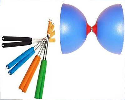 DIABOLONET-KREISZ Henrys Circus Diabolo Blau mit ULK2 Rot + Henrys Alustäbe 325