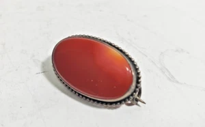 Vintage Sterling Silver Carnelian Brooch / Pin  5900/10 - Picture 1 of 11