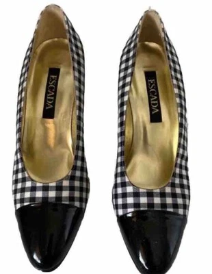 ESCADA Vintage ,size 8,heel Shoes,plaid black/white - Image 1 of 4