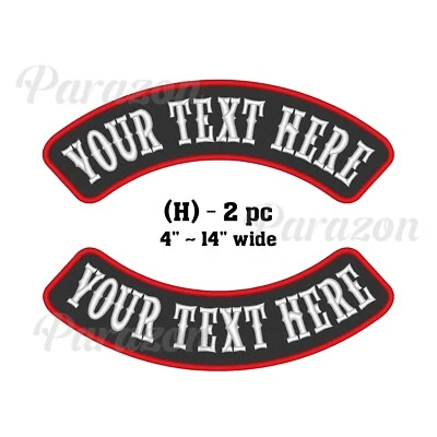 2 PC - Custom Embroidered Top And Bottom Rocker Biker Sew on Patch Patches - Image 1 of 4