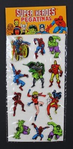 1981 MARVEL SUPER HEROES Puffy Stickers Spanish Vintage New Old Store Stock #1