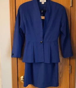 VINTAGE ARGENTI ANZÜGE GRÖSSE 8 DAMEN PROFESSIONELLER BLAUER ROCK UND BLAZER SET - Bild 1 von 13